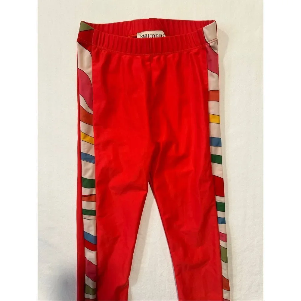 Emilio Pucci Marmo Print Red Girls Leggings, Size 6
